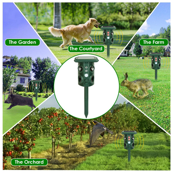 5-Mode Animal Repeller with Solar & USB Rechargeable Power