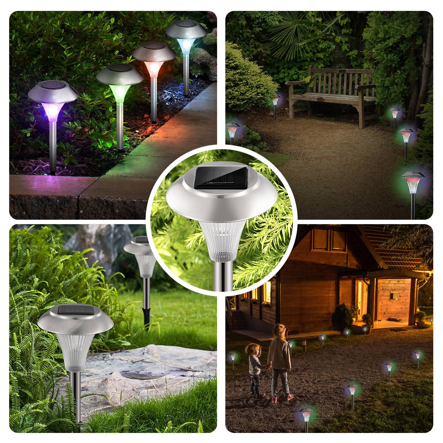 Color Changing Solar Garden Lights Waterproof Pathway Yard Decor