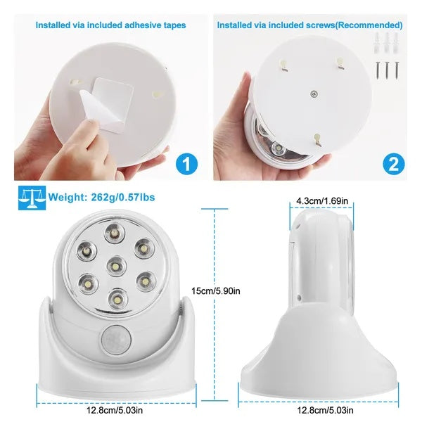 Powerful Wireless LED Motion Sensor Spotlight Adjustable Lamp