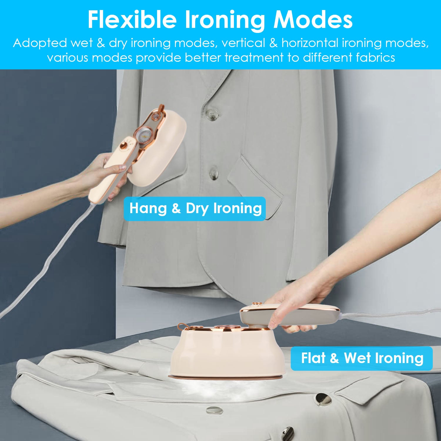 1200W Foldable Handheld Clothes Iron Steamer with Display