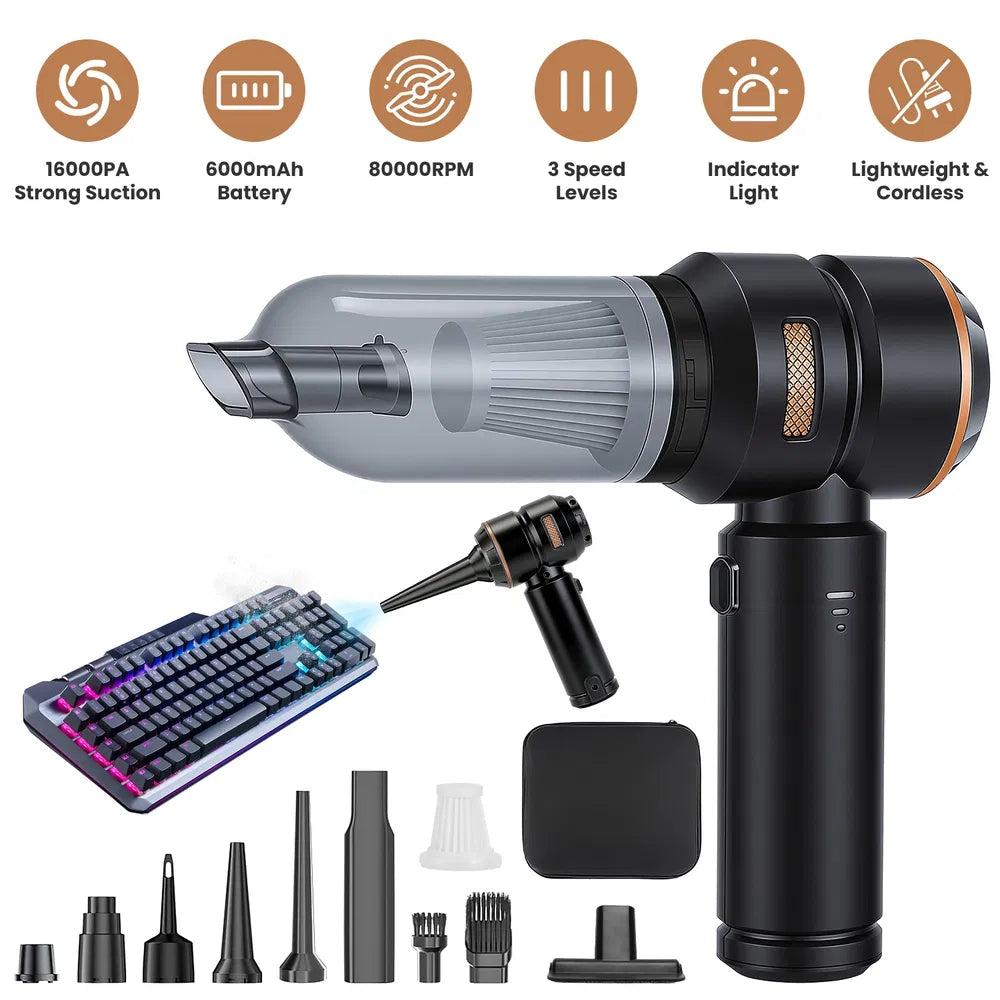 16000Pa Cordless Handheld Car Vacuum Air Duster Blower Portable