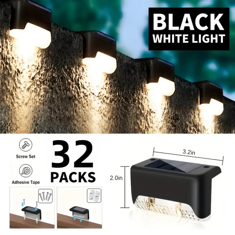 Solar Deck Lights Outdoor 16 Pack Waterproof LED Step Lights Warm