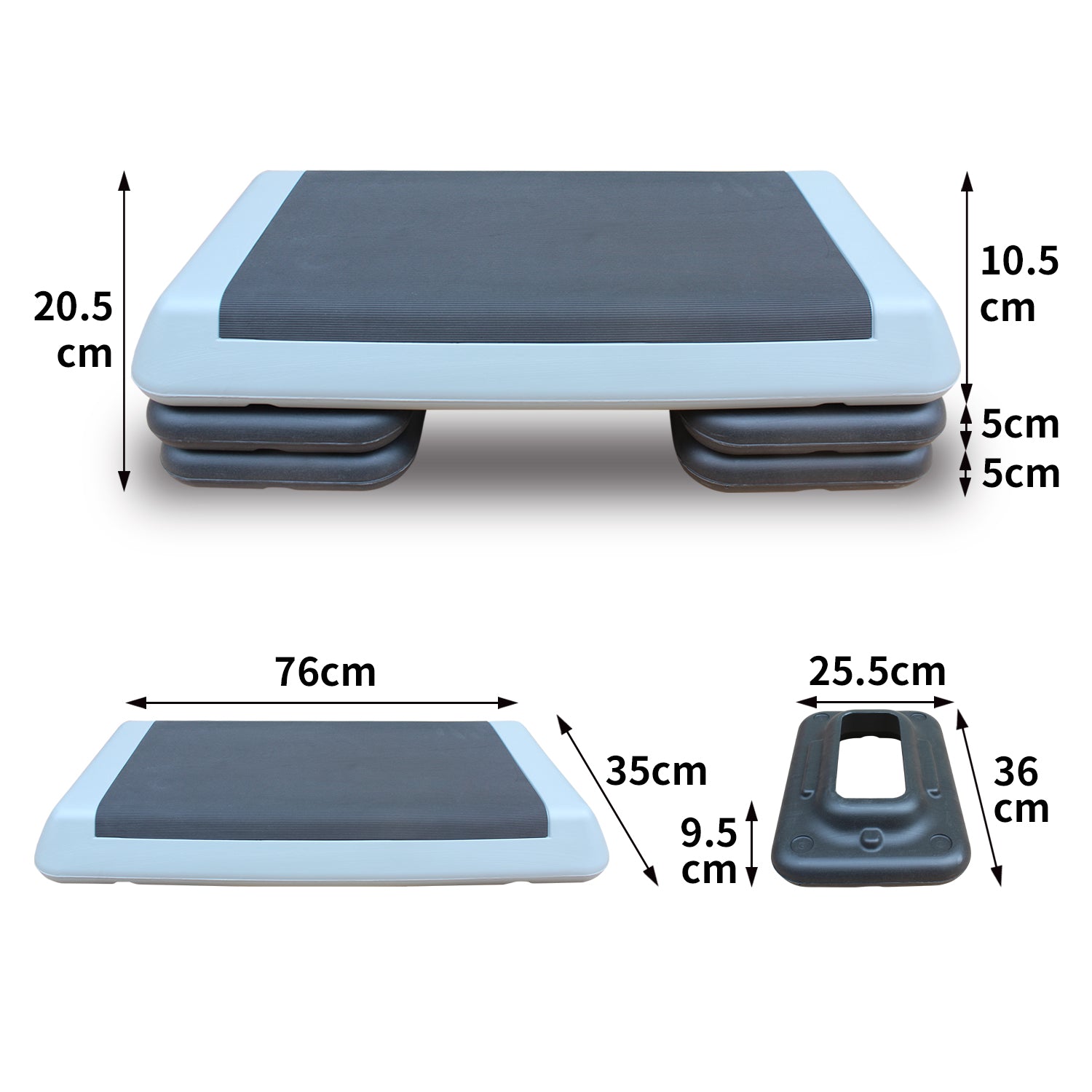 Adjustable Aerobic Stepper Platform with Risers Fitness Trainer