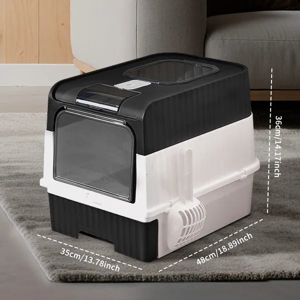 Fully Enclosed Magic Cube Cat Litter Box – Top & Front Entry with Pull-Out Drawer