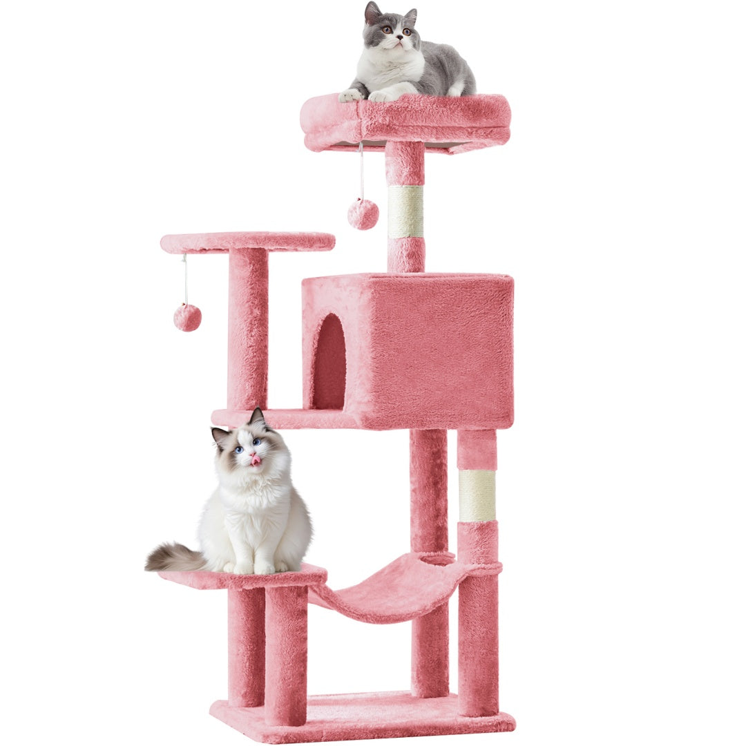 44-Inch Multi-Level Cat Tree Tower with Hammock & Sisal Scratching Posts