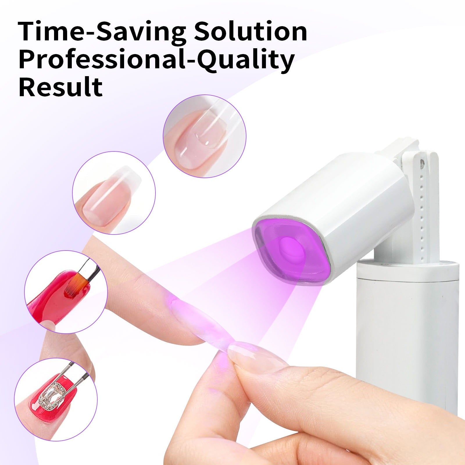 Portable Mini Handheld UV LED Nail Lamp with Foldable Stand White