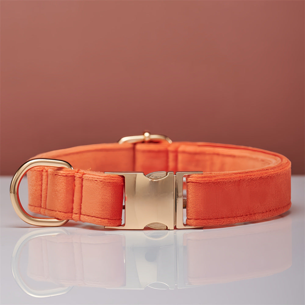 Luxury Velvet Dog Collar and Leash Set Personalized Bow Design
