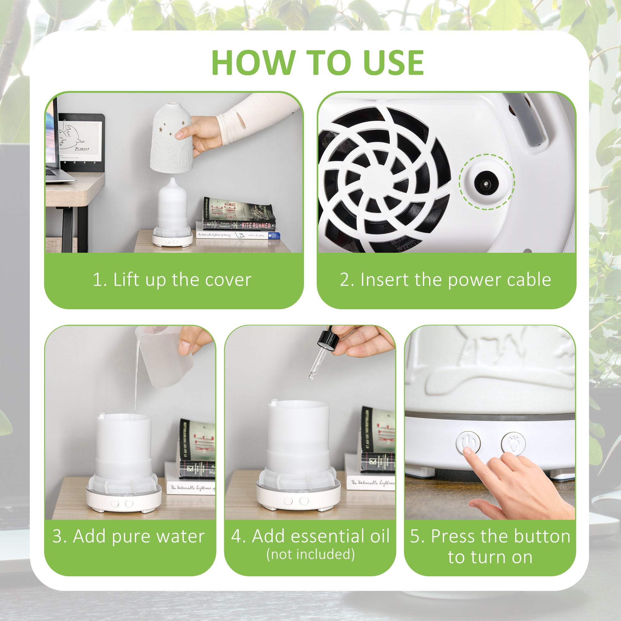 Premium Ultrasonic Aroma Diffuser Humidifier LED Light Quiet