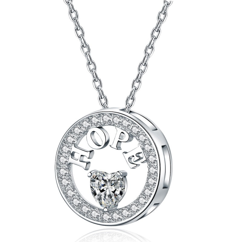 Luxury Hope Pendant Necklace 18K Gold Zircon Silver Jewelry