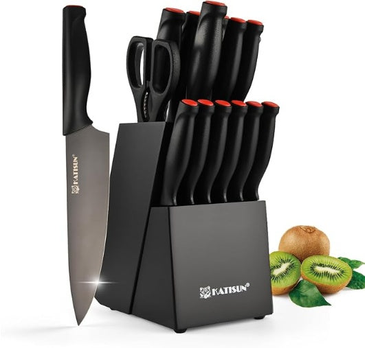 Black Titanium Stainless Steel Knife Block Set