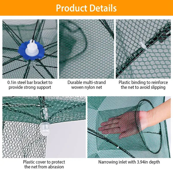 2Pcs Foldable Fishing Bait Trap Nets for Crab Shrimp Fish