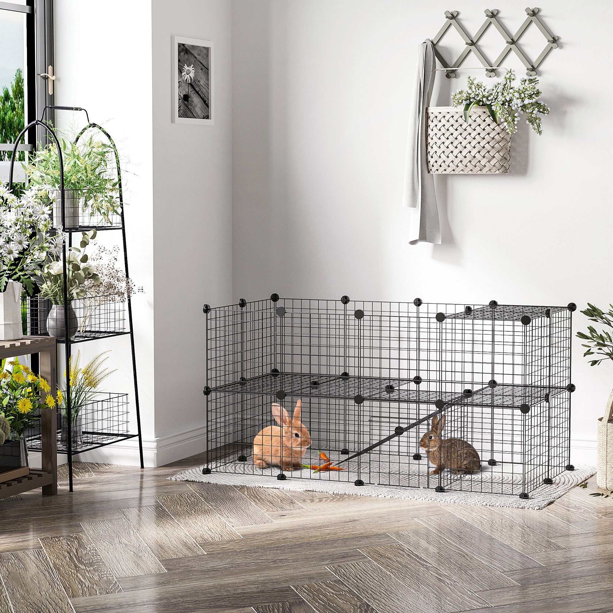 36-Panel Small Animal Playpen with Door – Modular Indoor Pet Exercise Fence