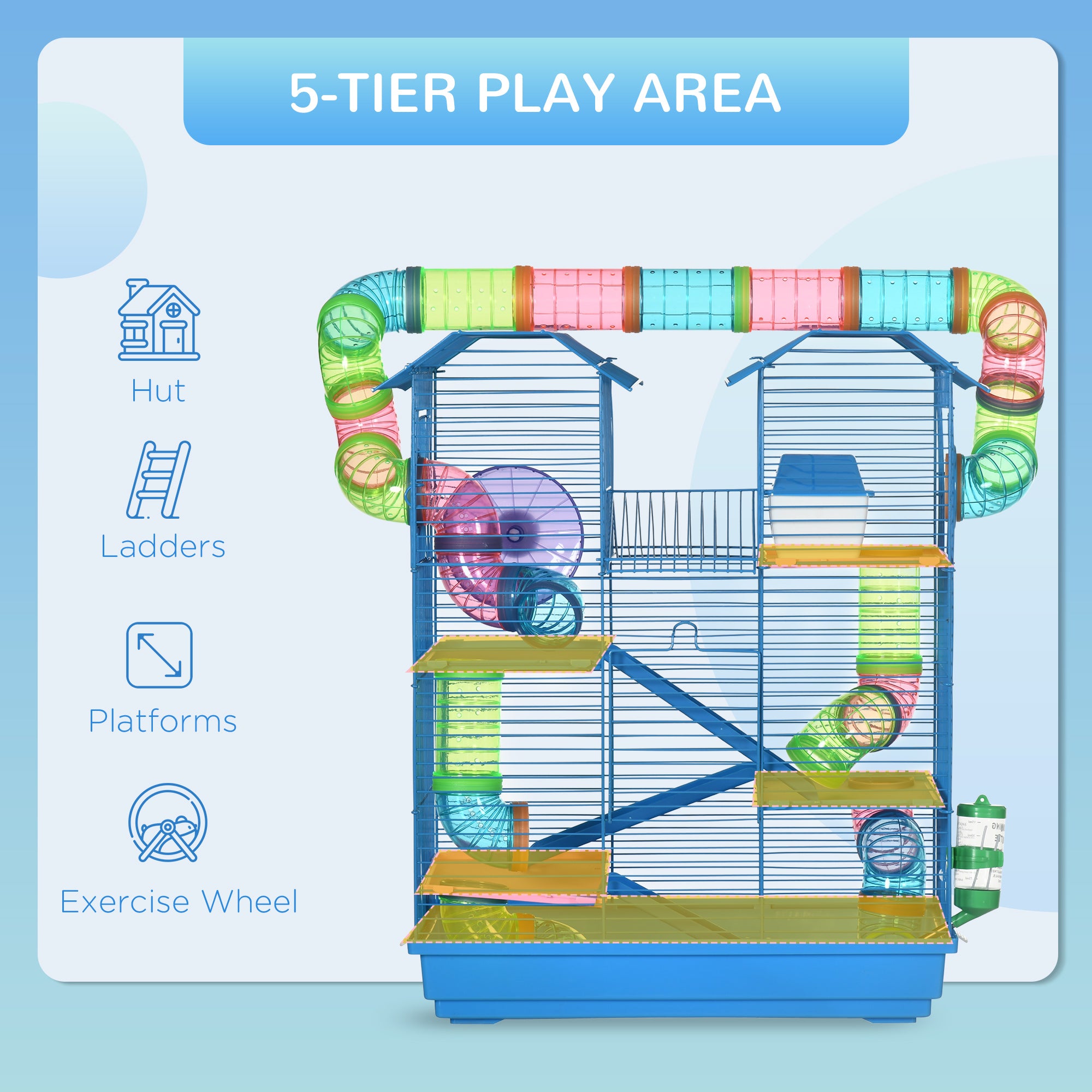 Premium 5 Tier Hamster Cage with Tunnels and Accessories