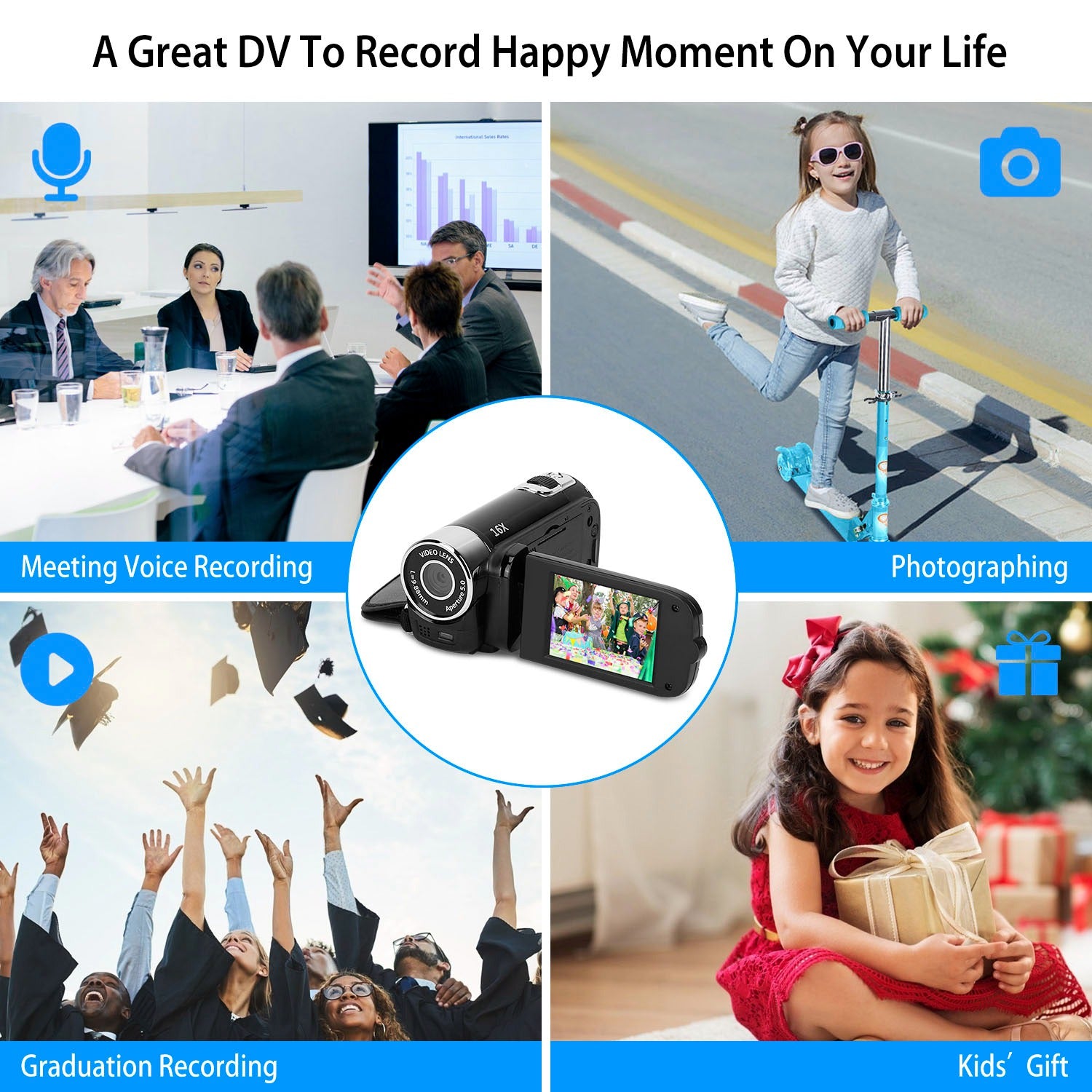 HD 1080P Digital Video Camcorder Zoom with Fill Light