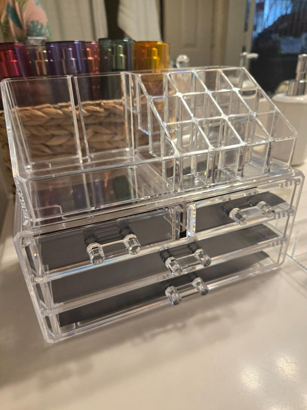 Clear Acrylic Makeup Organizer With 4 Drawers Storage Box