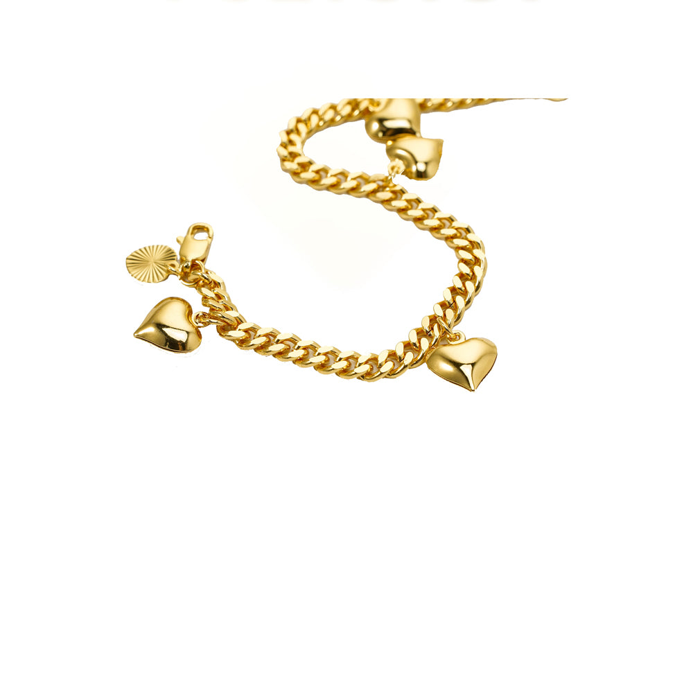 Elegant 24K Gold Filled Heart Bracelet for Women Romantic Gift