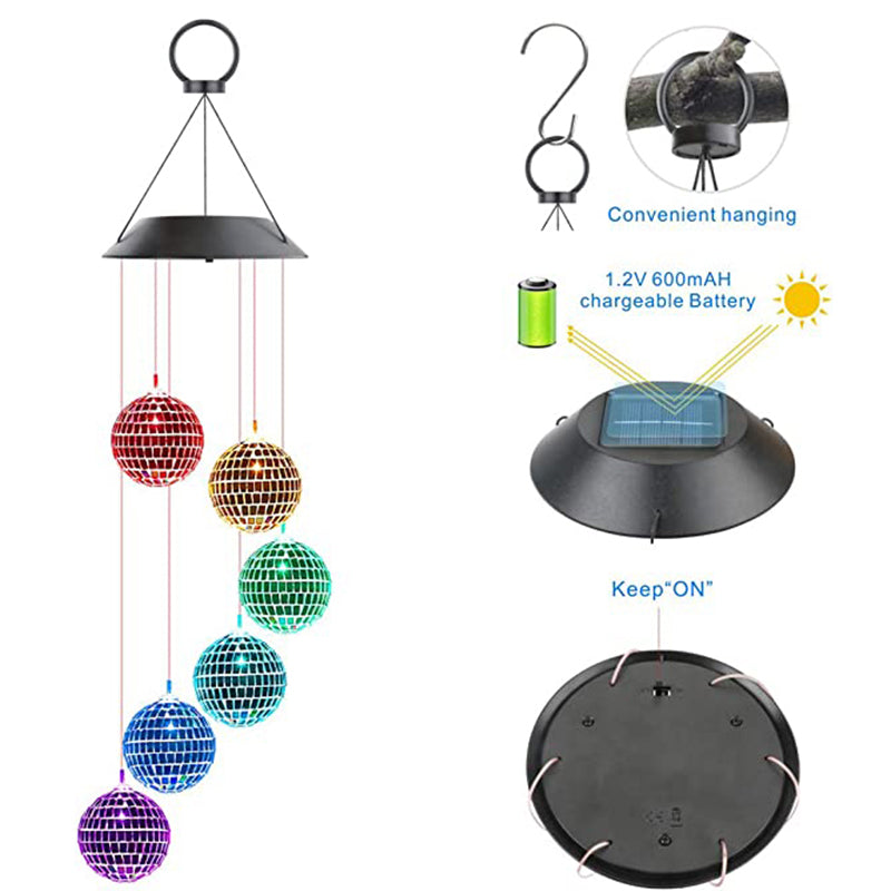 Color Changing Solar Wind Chimes LED Hanging Garden Decor