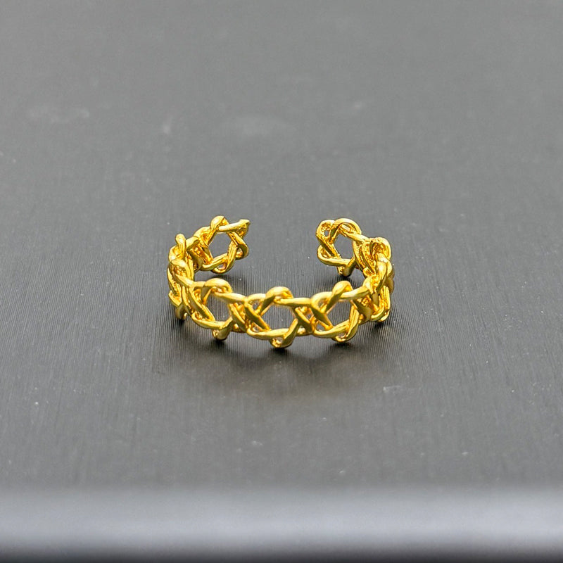 Luxury 24K Gold Adjustable Ring – Vintage Celtic Knot Band