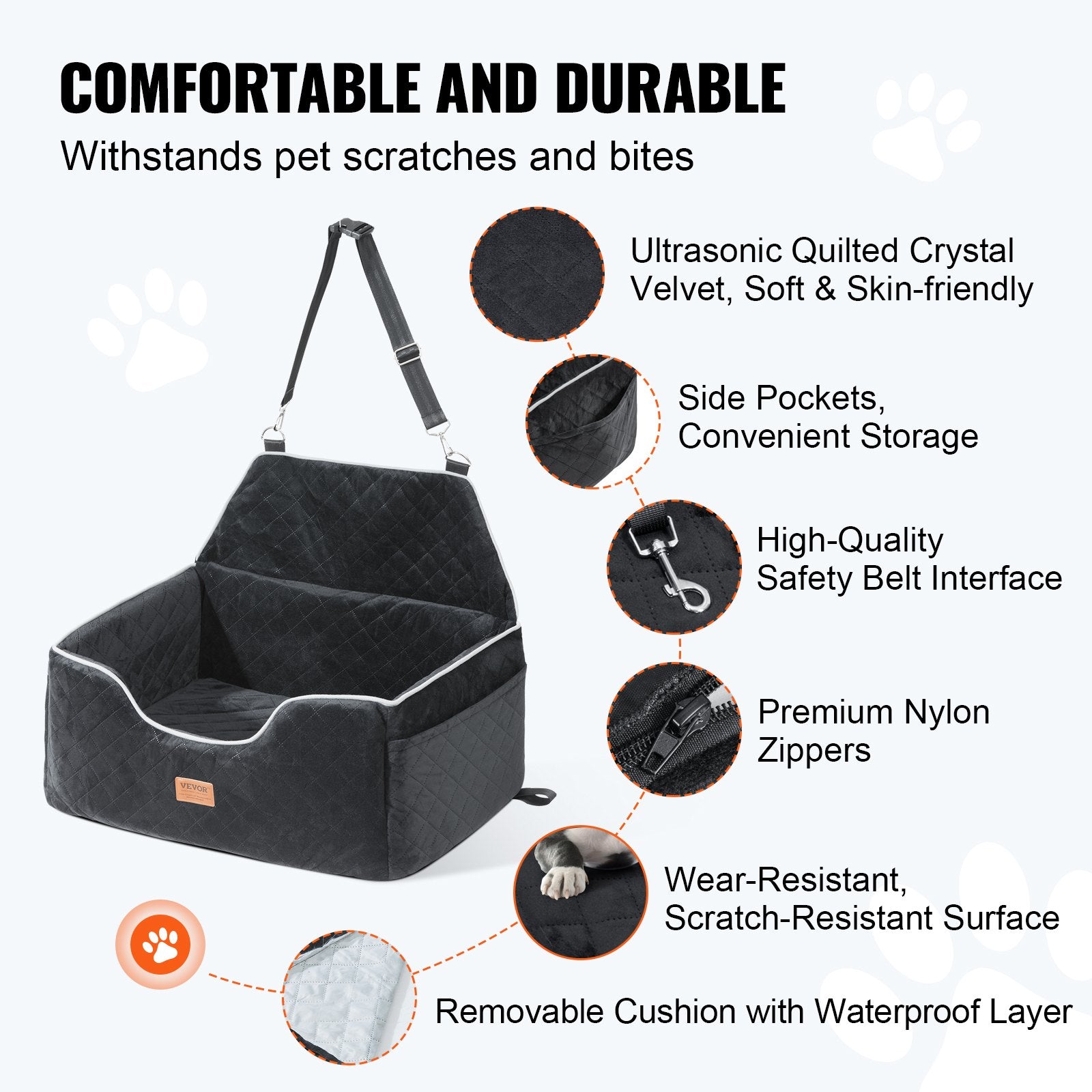 Dog Booster Car Seat for Medium to Large Dogs up to 55 lbs