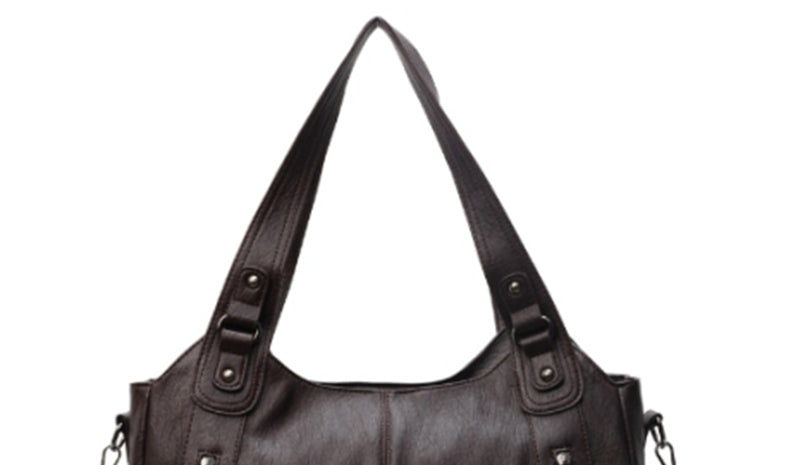 Elegant Retro Handbag Solid Color Textured American Shoulder Bag