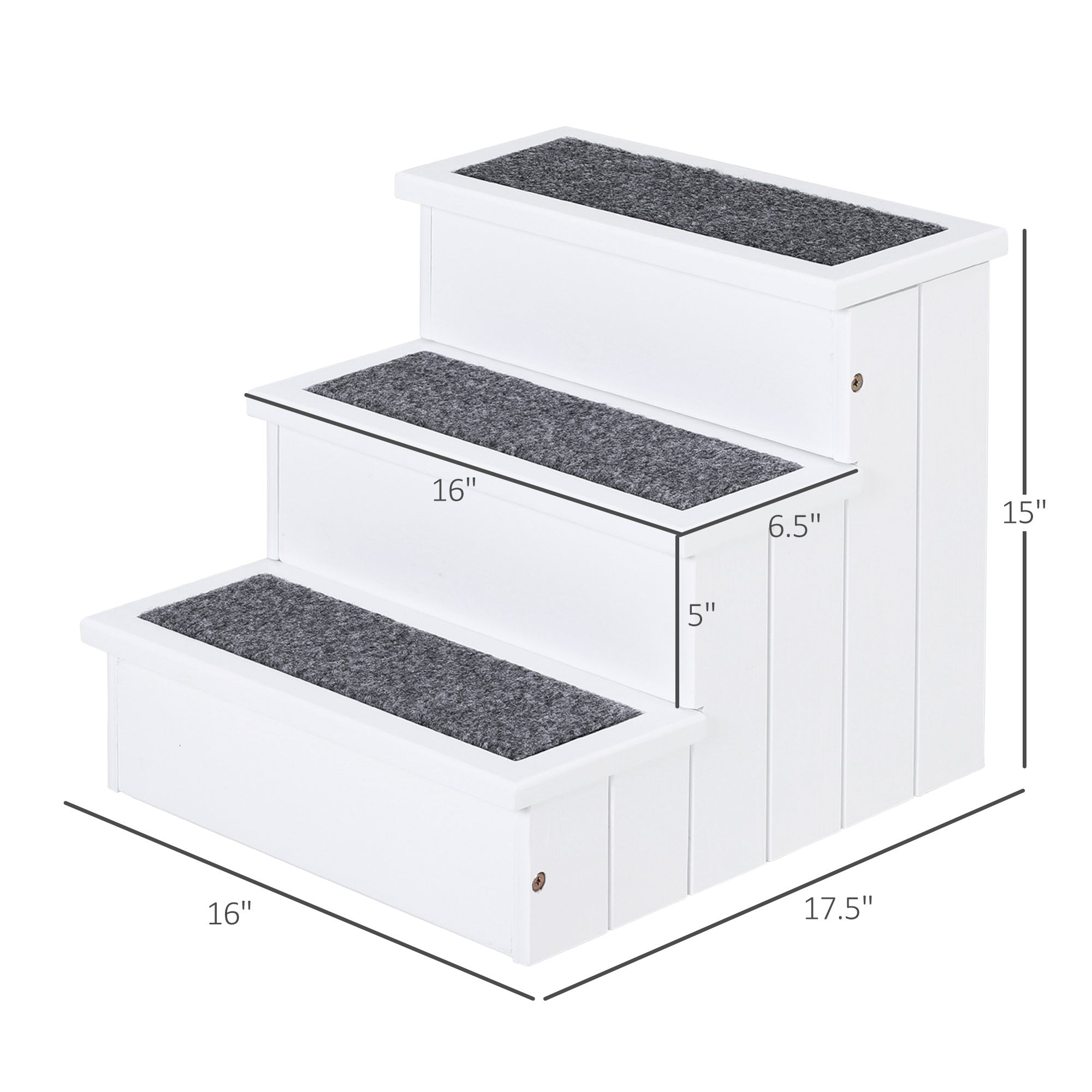 Premium 3 Step Pet Stairs Ramp Non Slip Carpet for Cats Dogs