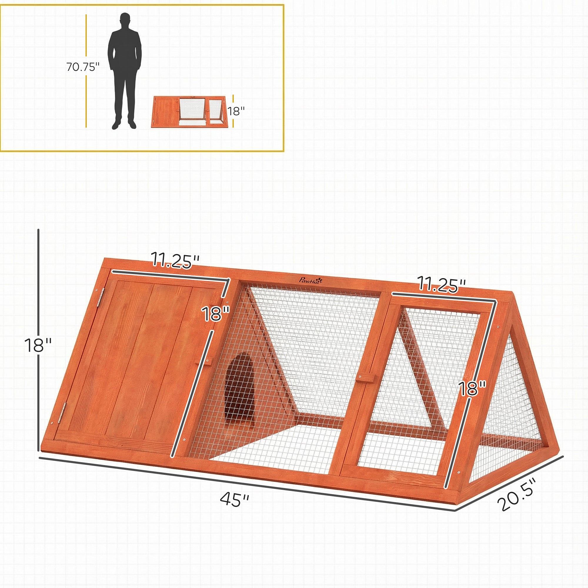 Wooden Rabbit Hutch with Run – Outdoor Bunny & Small Animal House with Doors