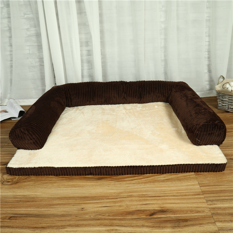 Corduroy Pet Dog Bed Soft Washable Sofa Bed Non Slip Bottom