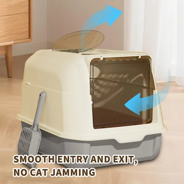 Extra Large Dual-Entry Cat Litter Box – Convertible Open & Enclosed Design with Odor Control