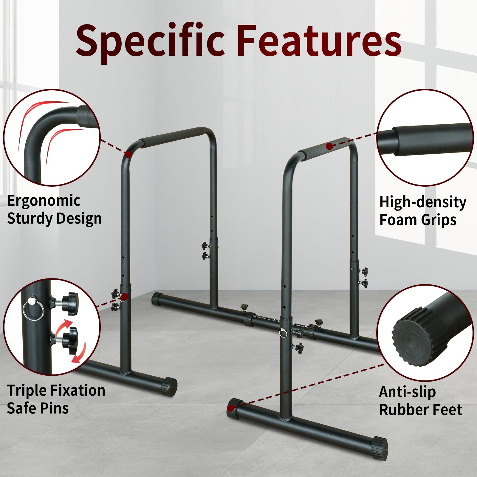 Heavy Duty Power Tower Dip Station with Adjustable Pull Up Bar