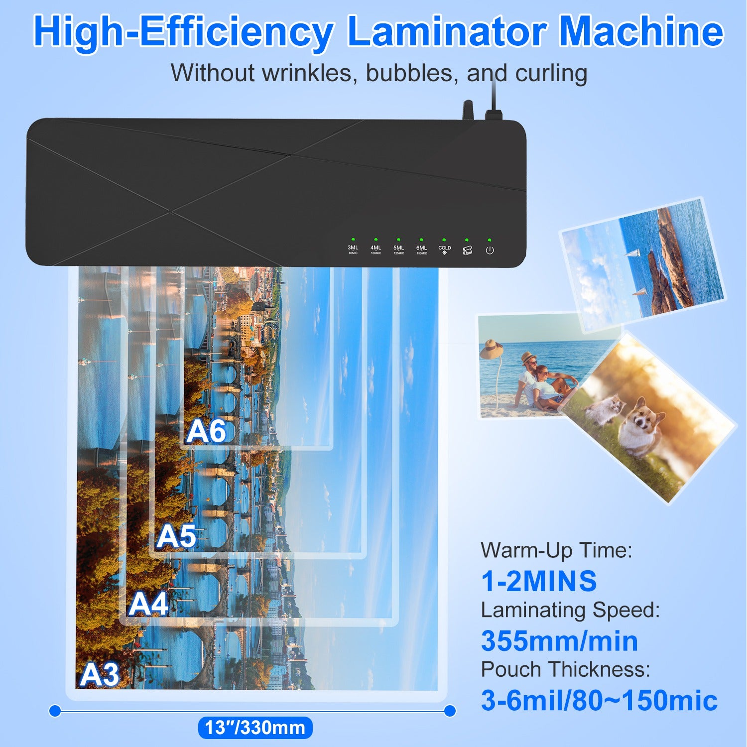 13 Inch Laminator Machine A4 Hot Cold ABS Fast Warm Up