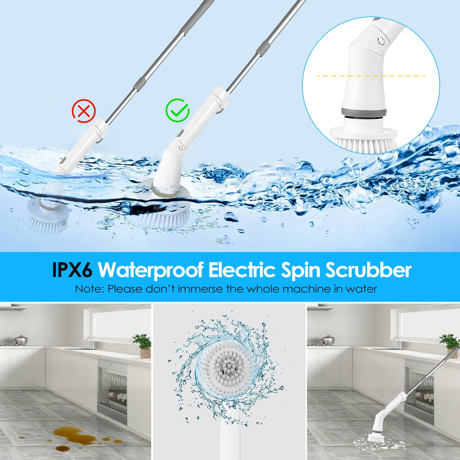 Powerful Electric Spin Scrubber Cordless Telescopic Cleaner