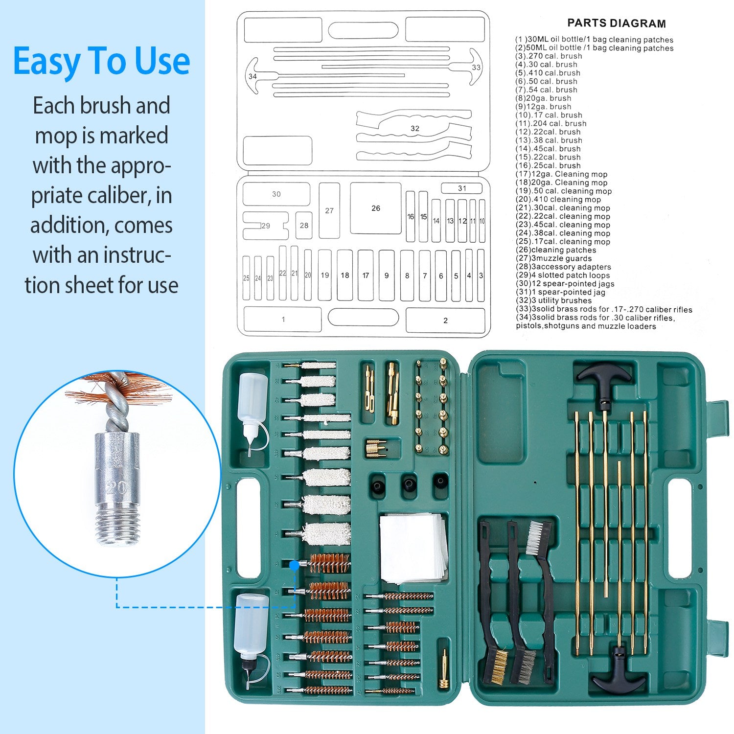 Complete Gun Cleaning Kit for Handguns, Rifles & Shotguns