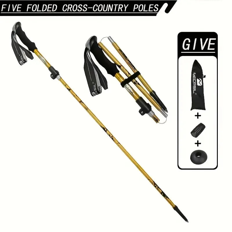 5 Section Collapsible Hiking Poles Lightweight Trekking Poles