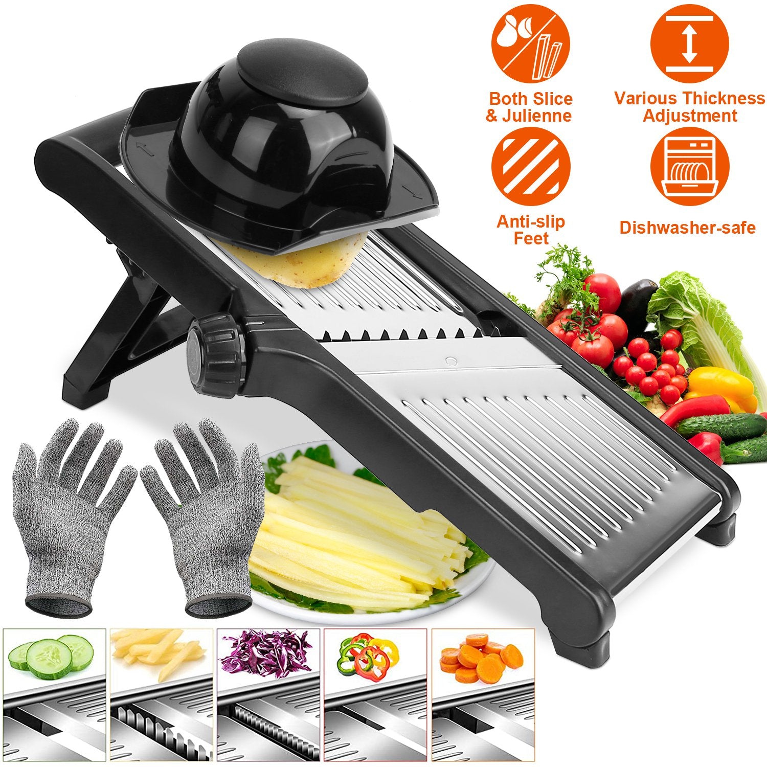 Mandoline Food Slicer Adjustable Stainless Steel Vegetable Cutter