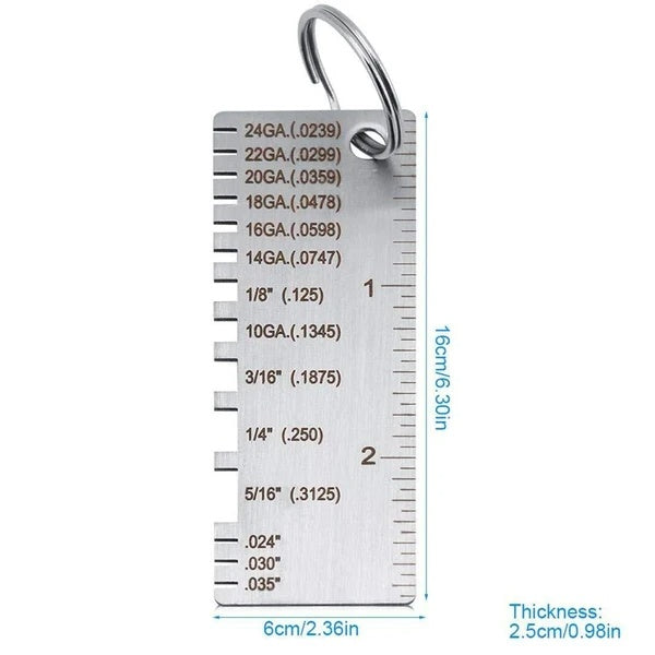 2PCS Stainless Steel Thickness Gauge Wire & Sheet Metal Measuring Tool