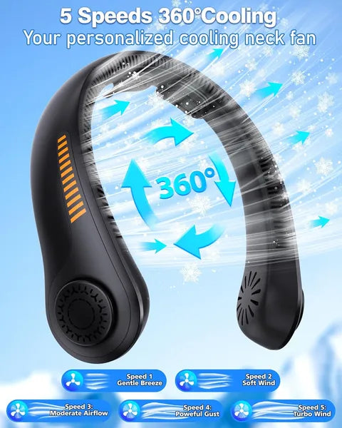 Powerful Portable Neck Fan Rechargeable Hands Free Cooling