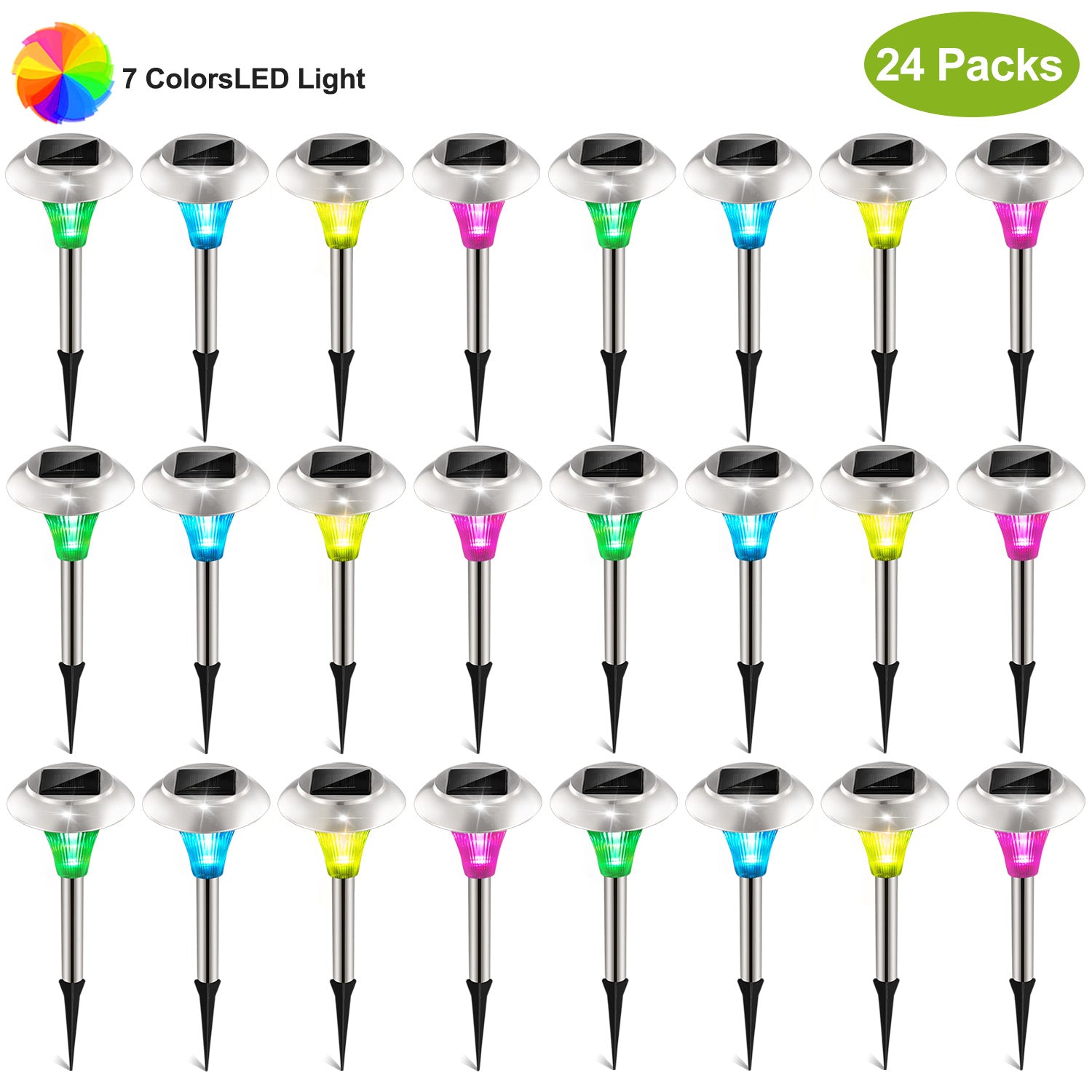 Color Changing Solar Garden Lights Waterproof Pathway Yard Decor