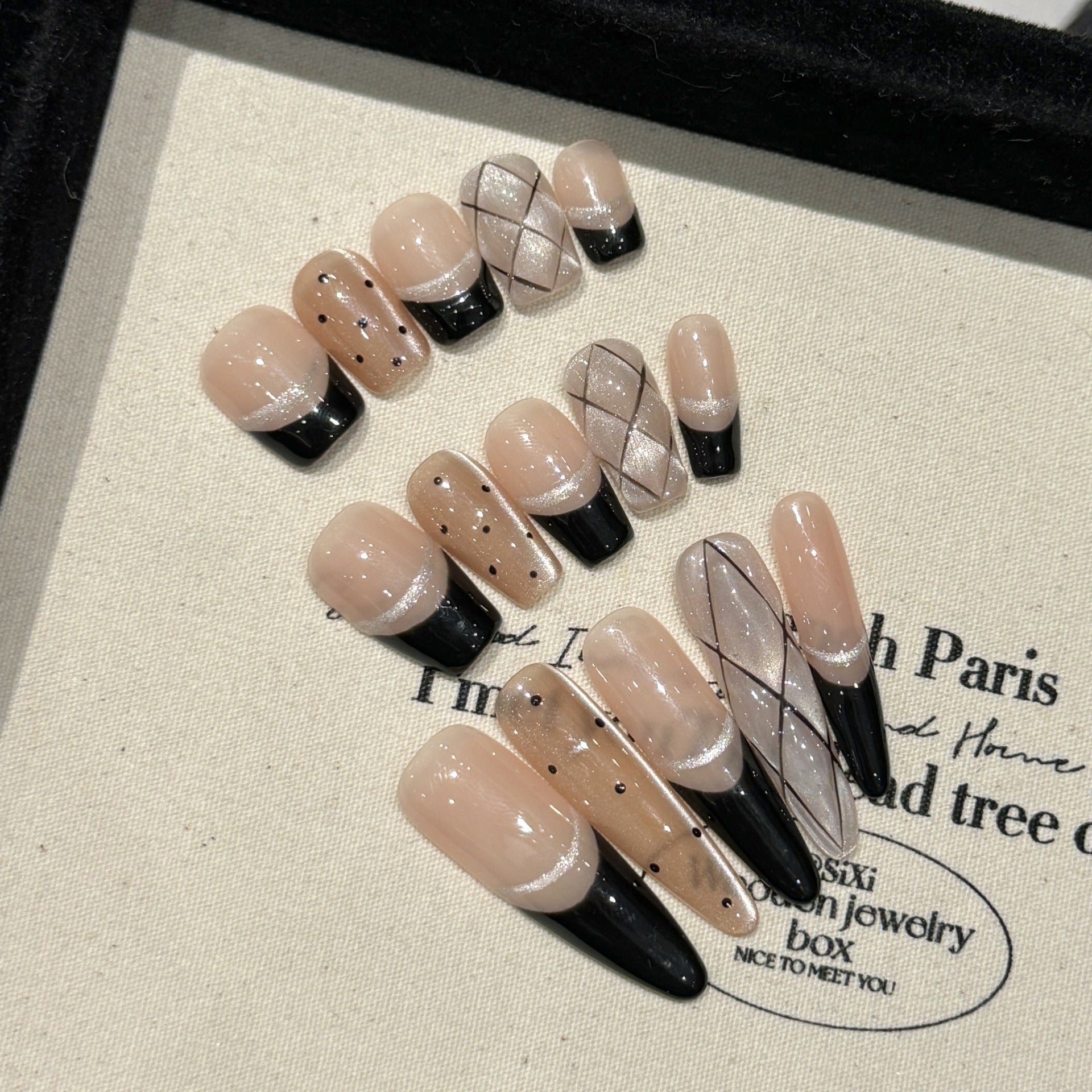French Black Edge Classic Press On Nails