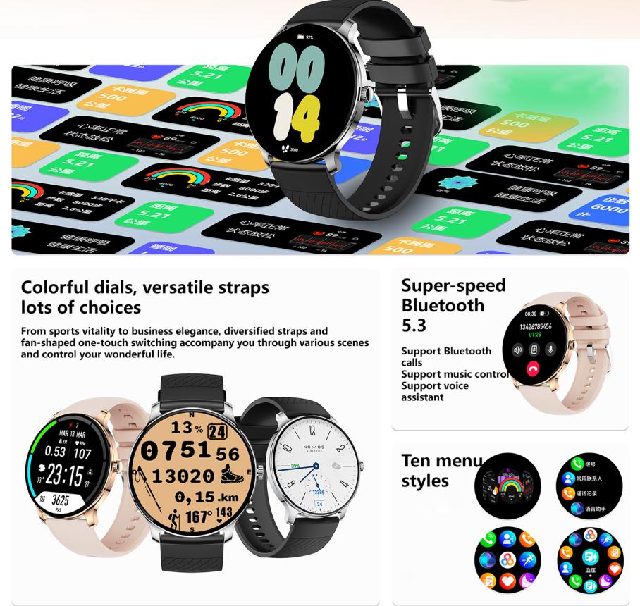 Ultra Slim Smartwatch for Men Women AMOLED Fitness Watch IP67 Waterproof