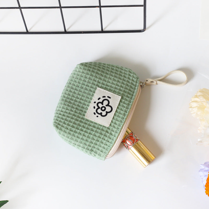 Women Cute Simple Waffle Storage Bag Cosmetic Organizer Pouch for Daily Use