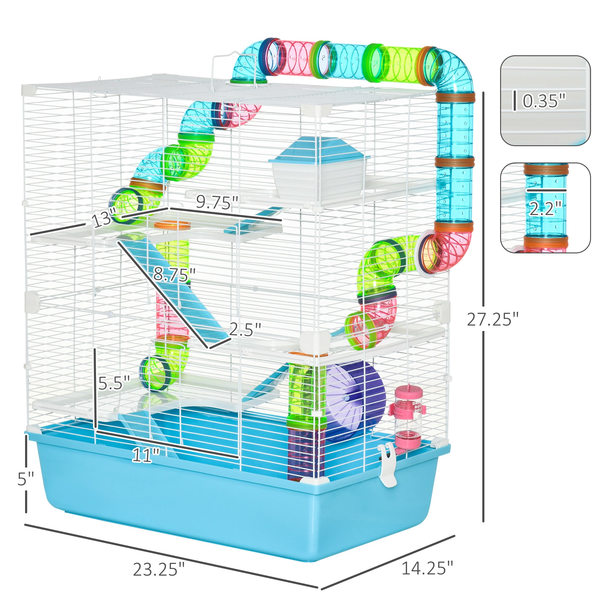 Premium Multi Level Hamster Cage with Tunnels and Accessories