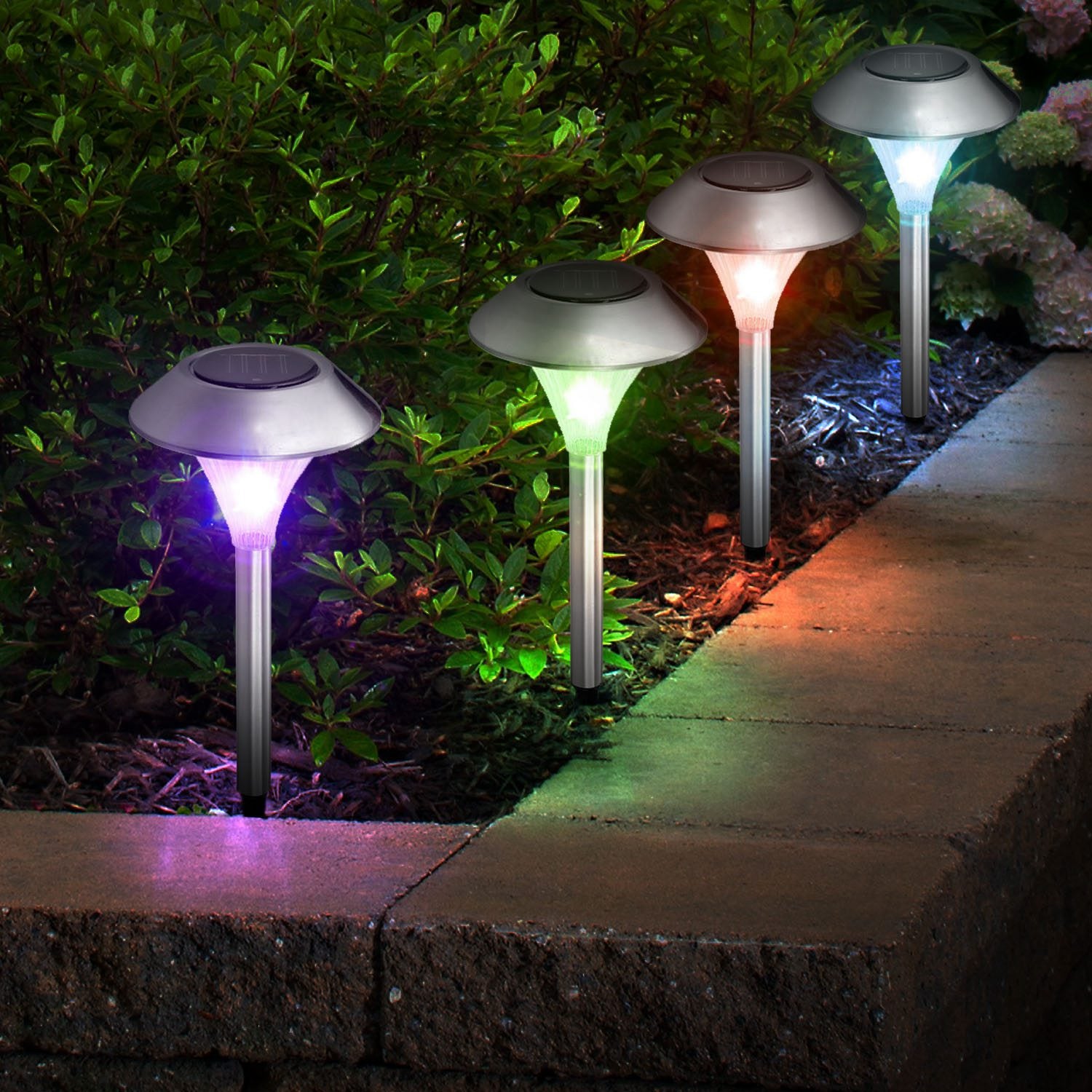 Color Changing Solar Garden Lights Waterproof Pathway Yard Decor