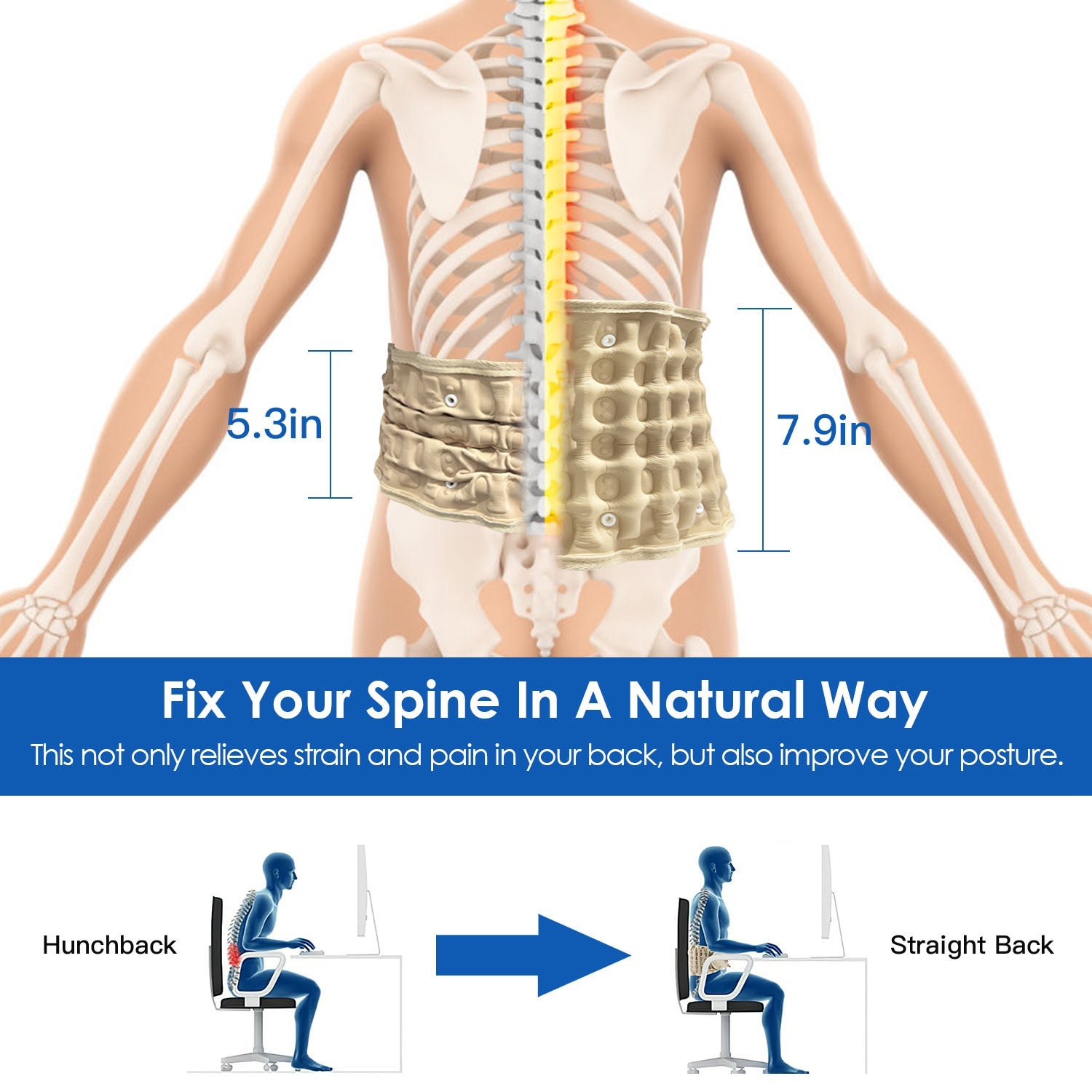 Decompression Back Belt Lumbar Support Air Traction Waist Brace