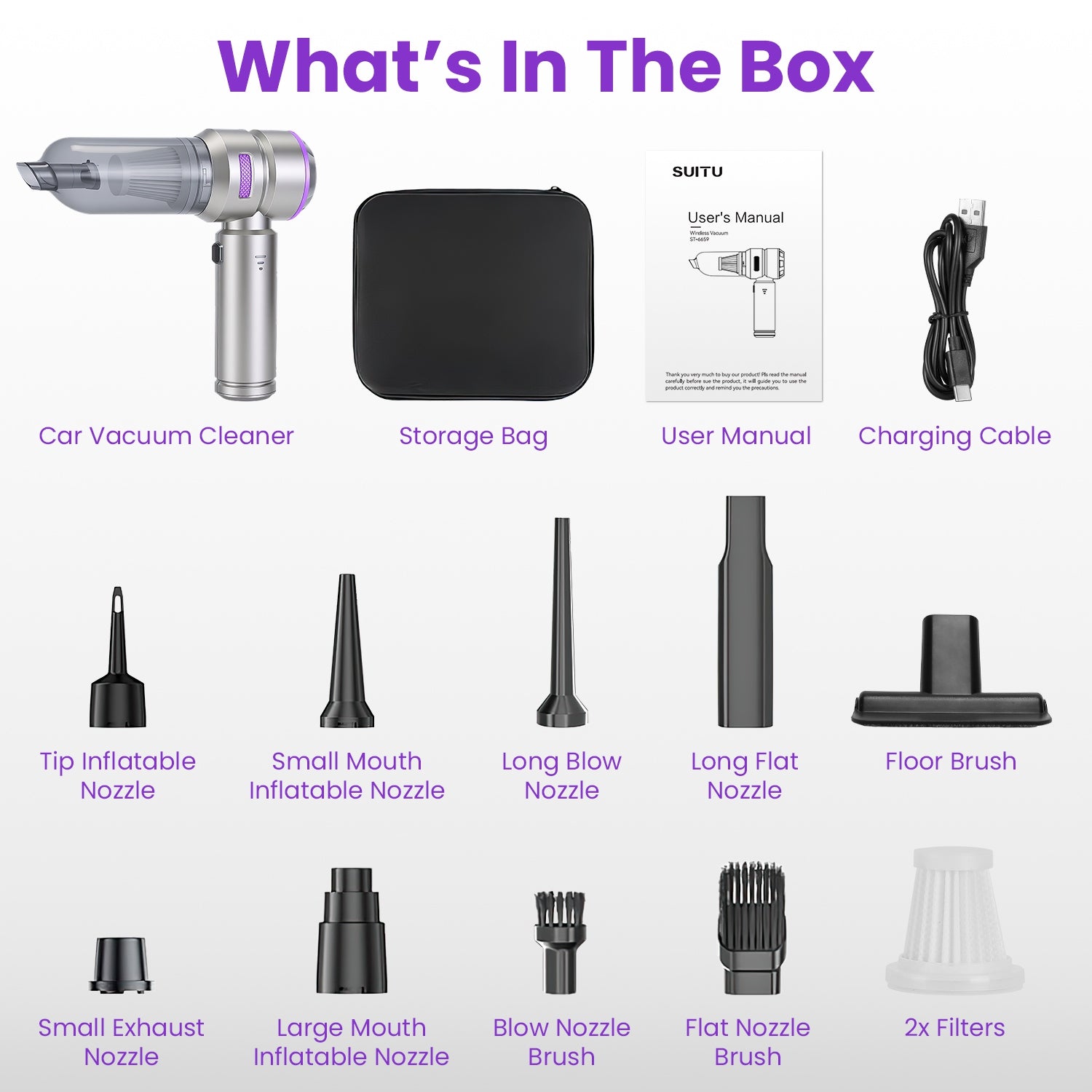 16000PA Handheld Car Vacuum Cleaner Cordless 4 in 1