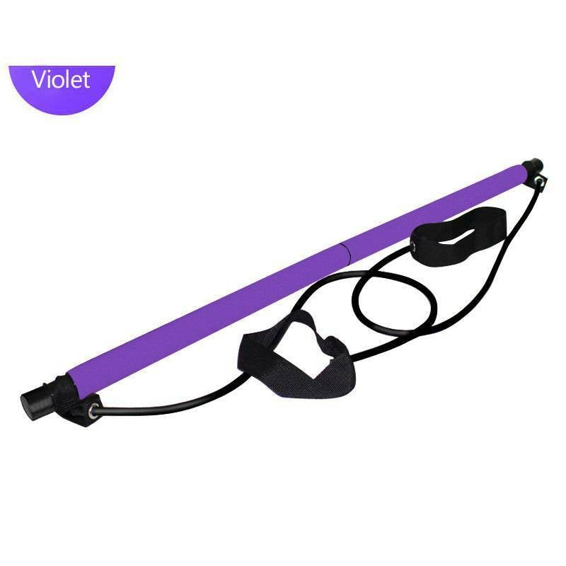 Pilates Stick Home Fitness Kit with Foot Pedal Resistance Band Full Body Workout