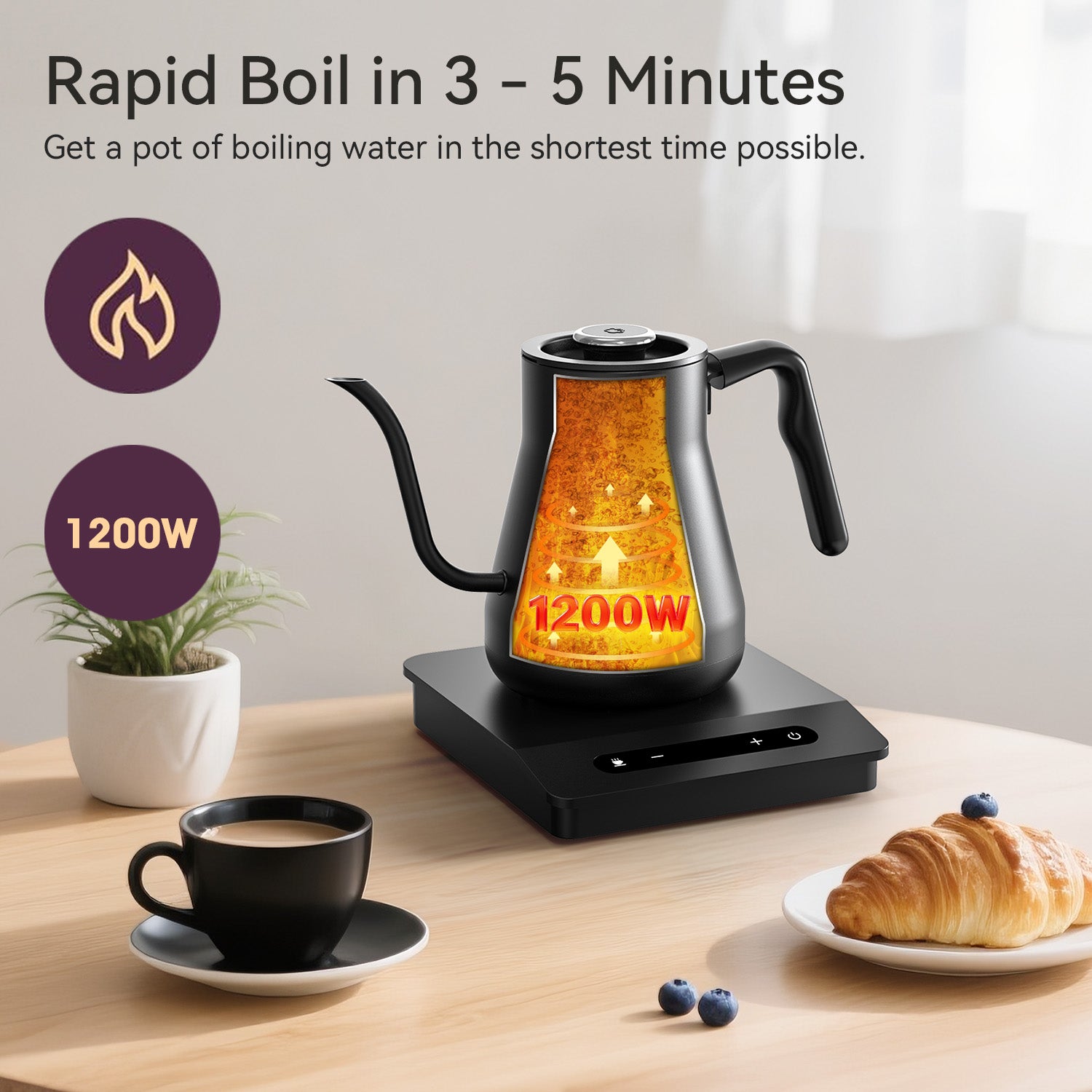 Gooseneck Electric Kettle with Temperature Control & Keep Warm Function
