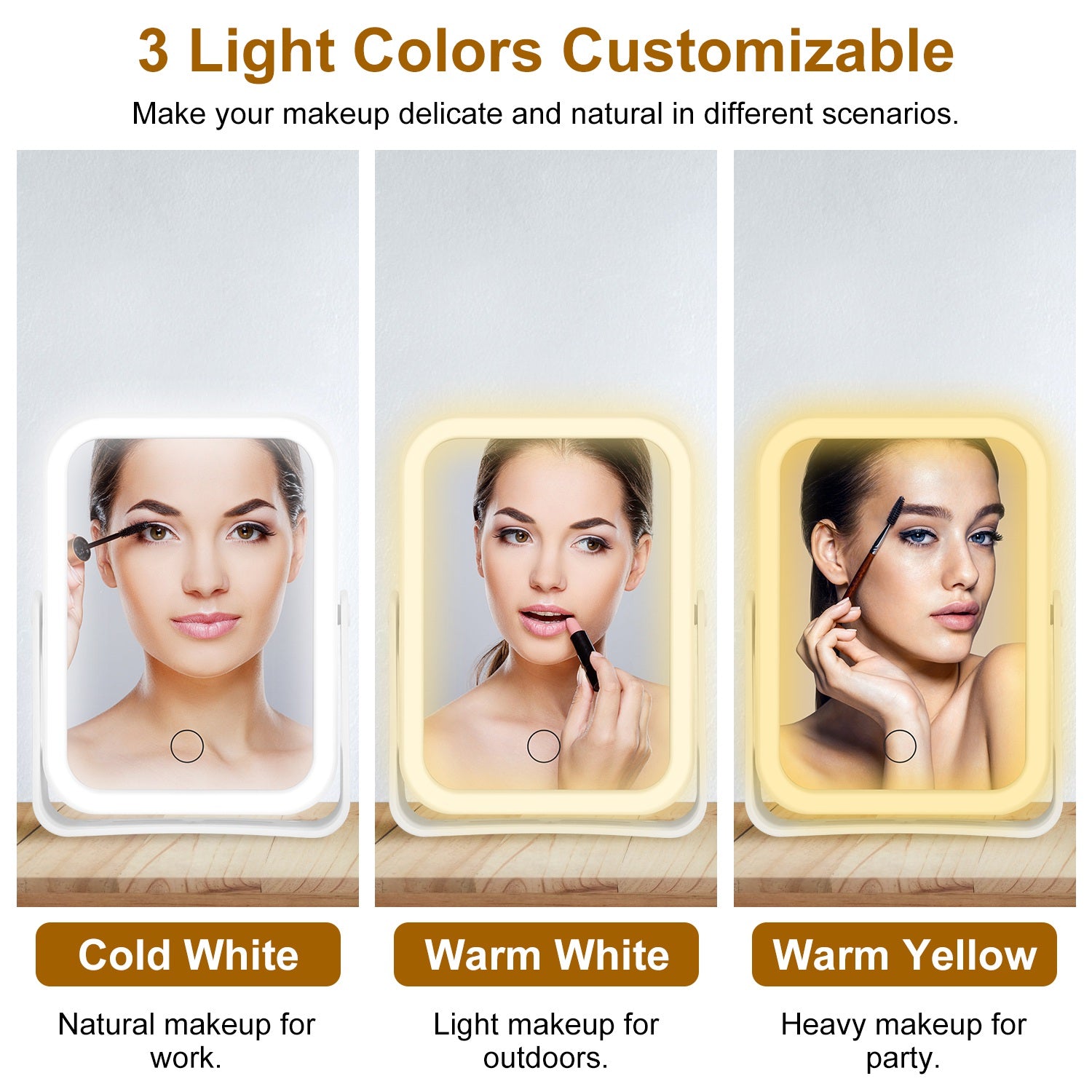 10X Lighted Makeup Mirror USB Rechargeable Travel Touch LED