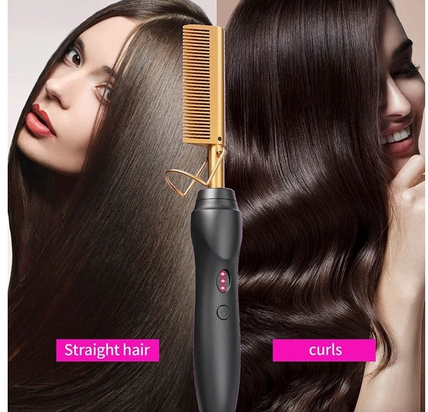 Professional Hair Straightener Comb – Fast Heat Beard Styling Tool