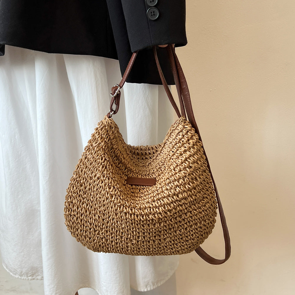 Niche Design Vacation Straw Tote Bag Stylish Summer Beach Shoulder Bag