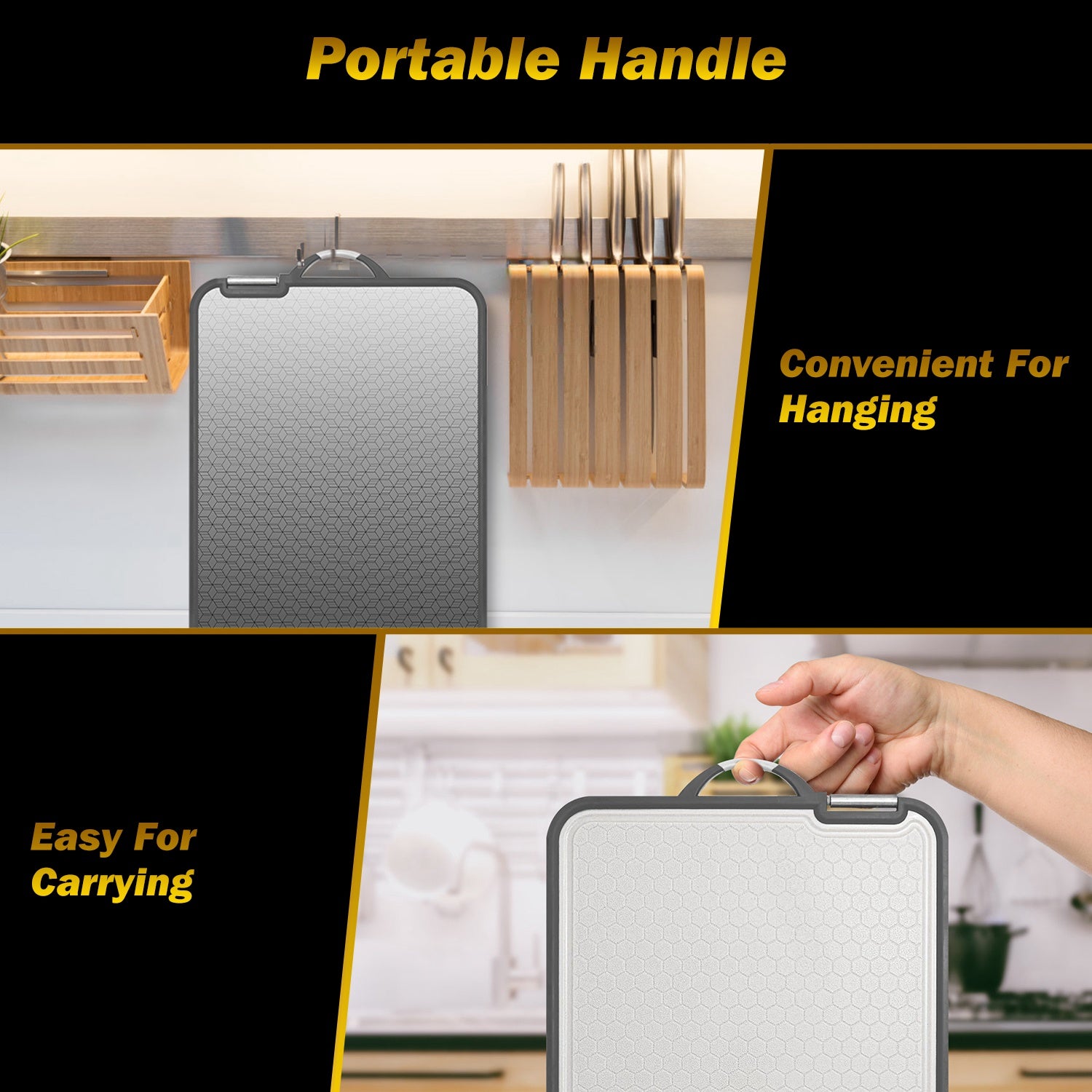2Pcs Double Sided Cutting Board Stainless Steel PP Kitchen Set